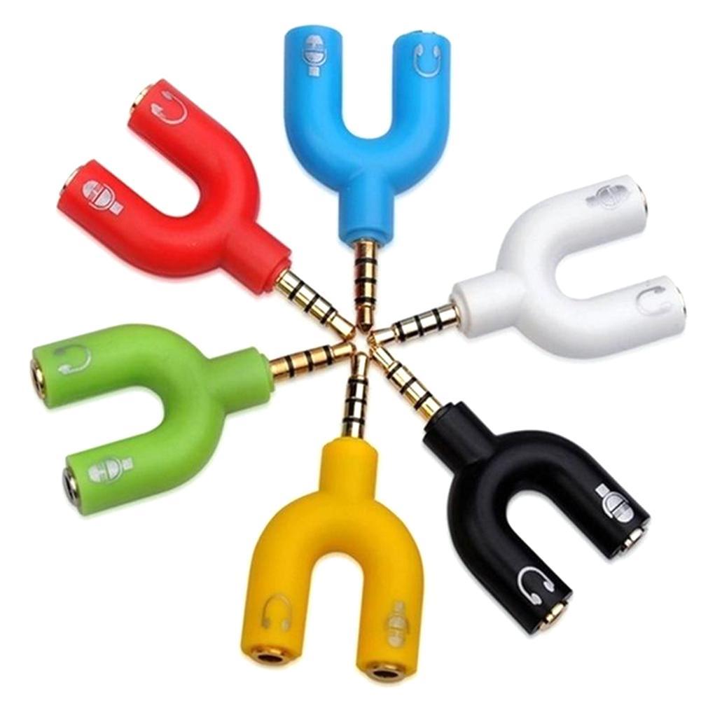 Wired Earphone Mic - 1PC デュアル 3.5 ミリメートル U タイプアダプタヘッドフォンプラグオーディオケーブルスプリッタマイク