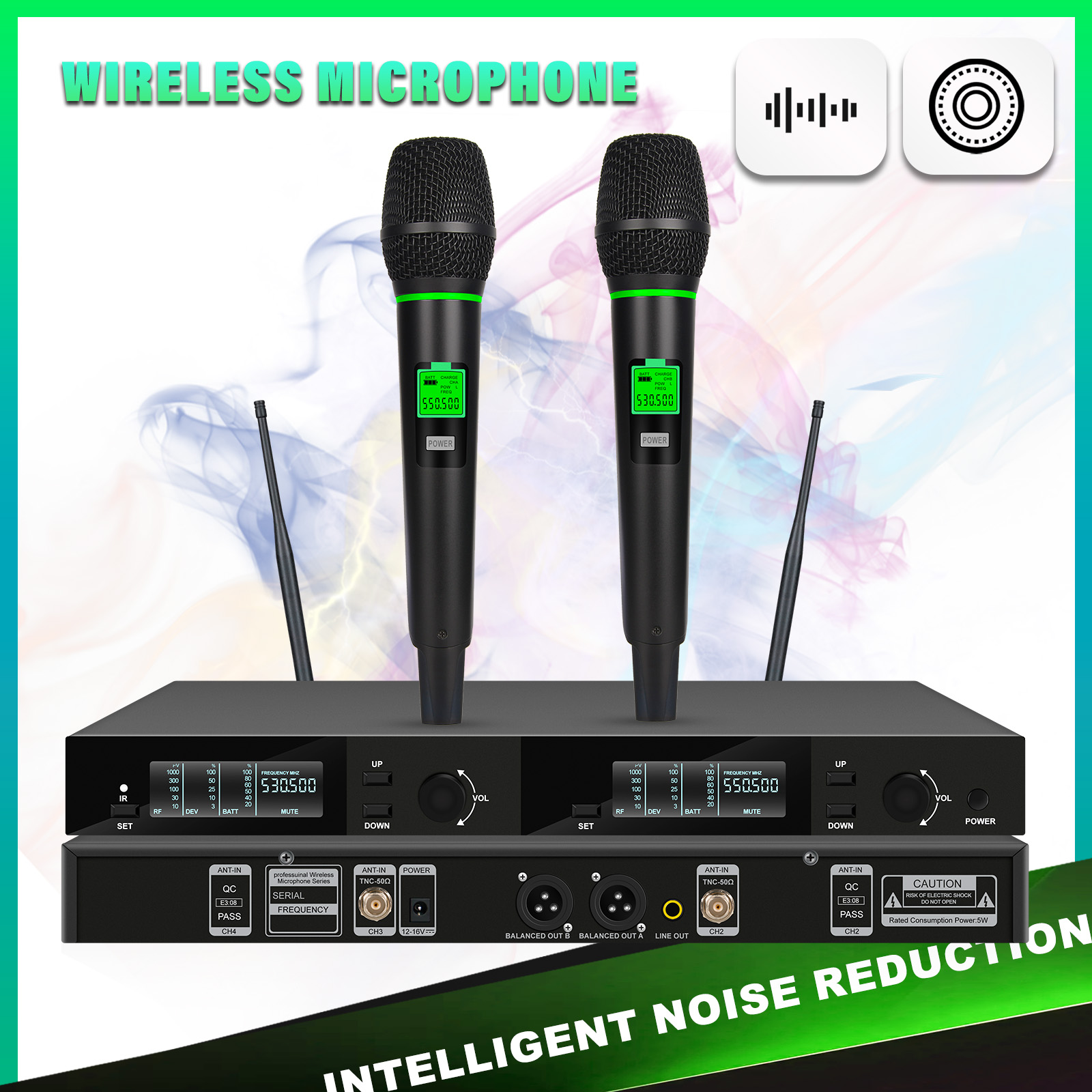 Shure Mic Sm58 - ワイヤレスマイクシステム リアルUHF デュアルコードレスマイクセット ステージ、KTV、パーティー、教会での歌唱用ハンドヘルドマイク