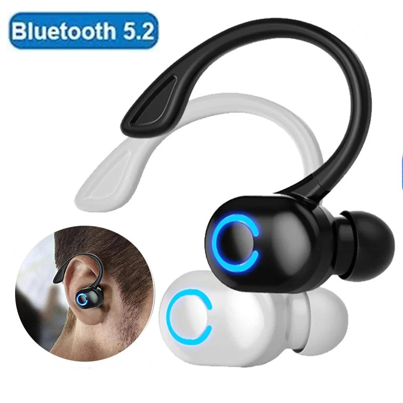 Bluetooth Headset On Ear - Bluetooth 5.2 ワイヤレスヘッドセット片耳フック耳栓超長バッテリー寿命ビジネスイヤホン携帯電話ヘッドフォンイヤフォン