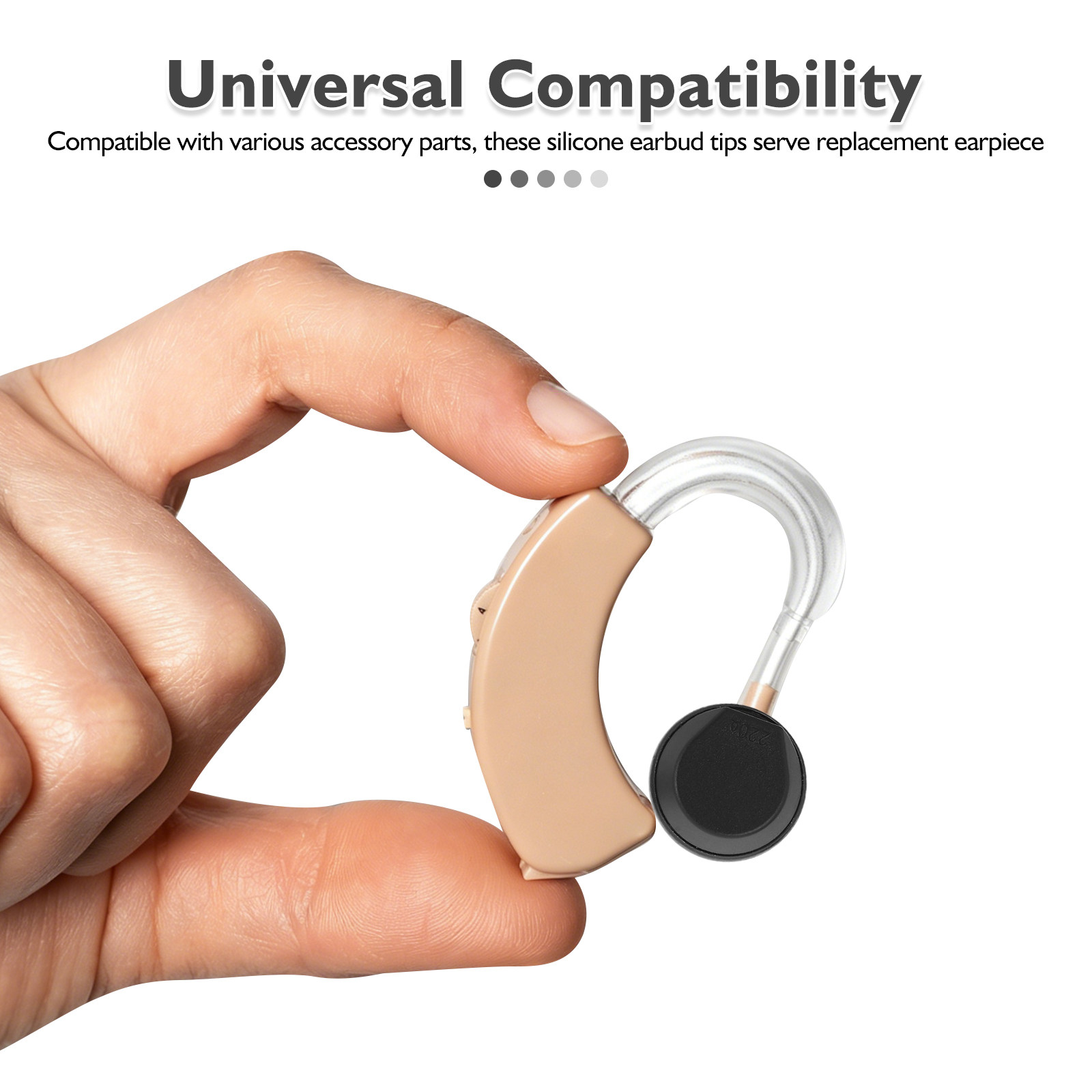 ユニバーサル対応の補聴器用イヤーチップ。柔らかく柔軟性のある - Silicone Ear Tip Replacement のレビューと価格